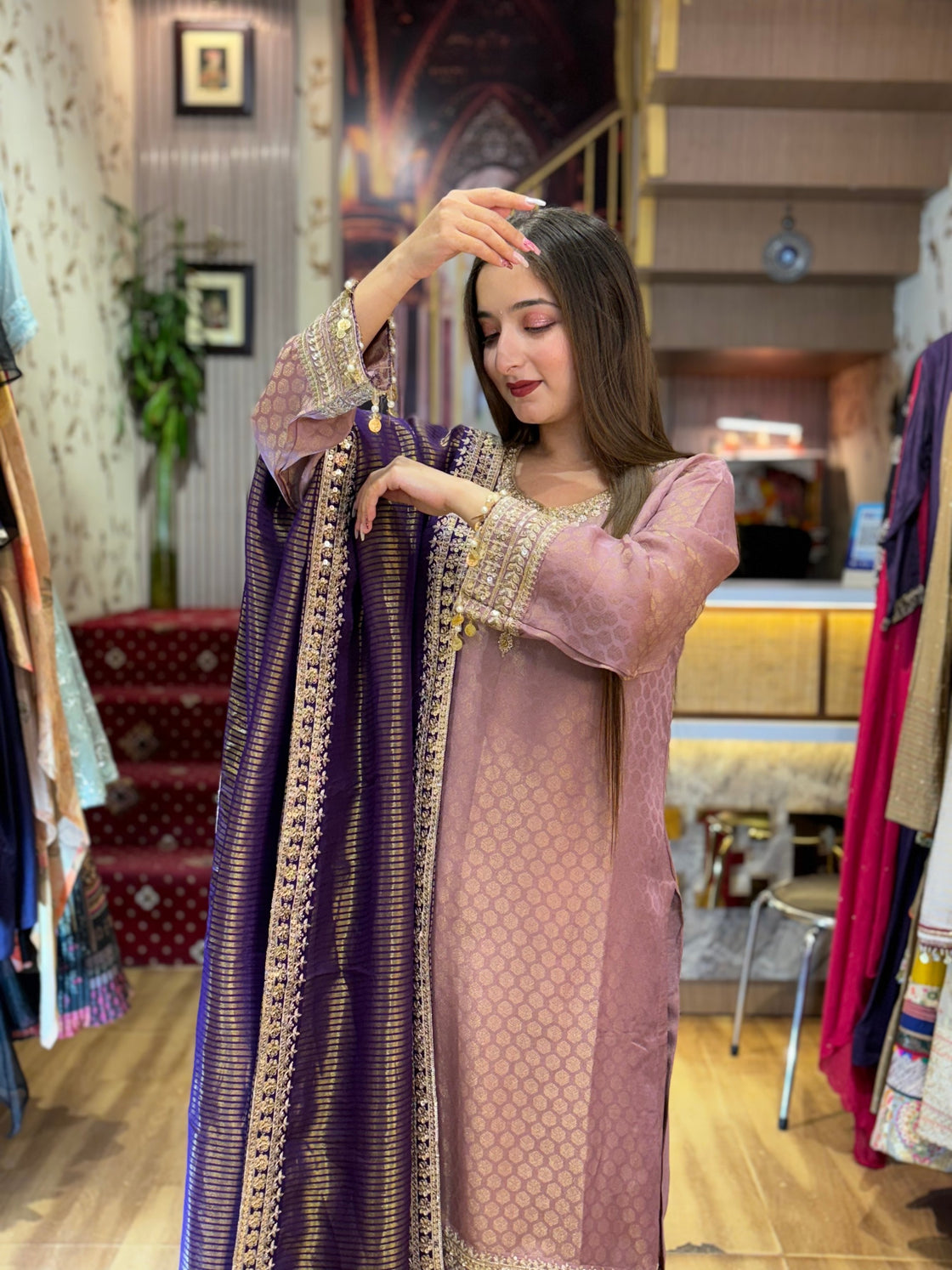 Handwork Short Shirt with Sharara