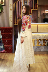 Handwork Short Anarkali with Pure Orgenza Dupatta and Pant