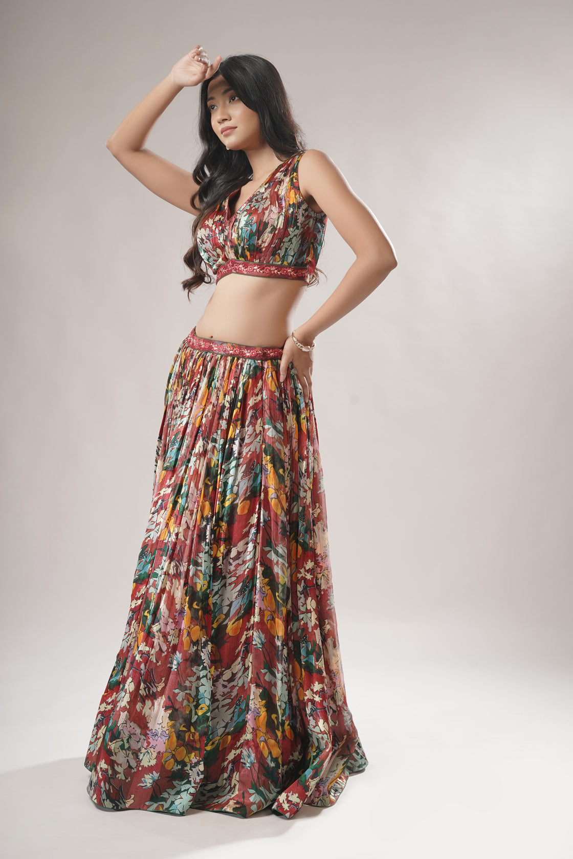 3 Pcs Lehenga with Cape