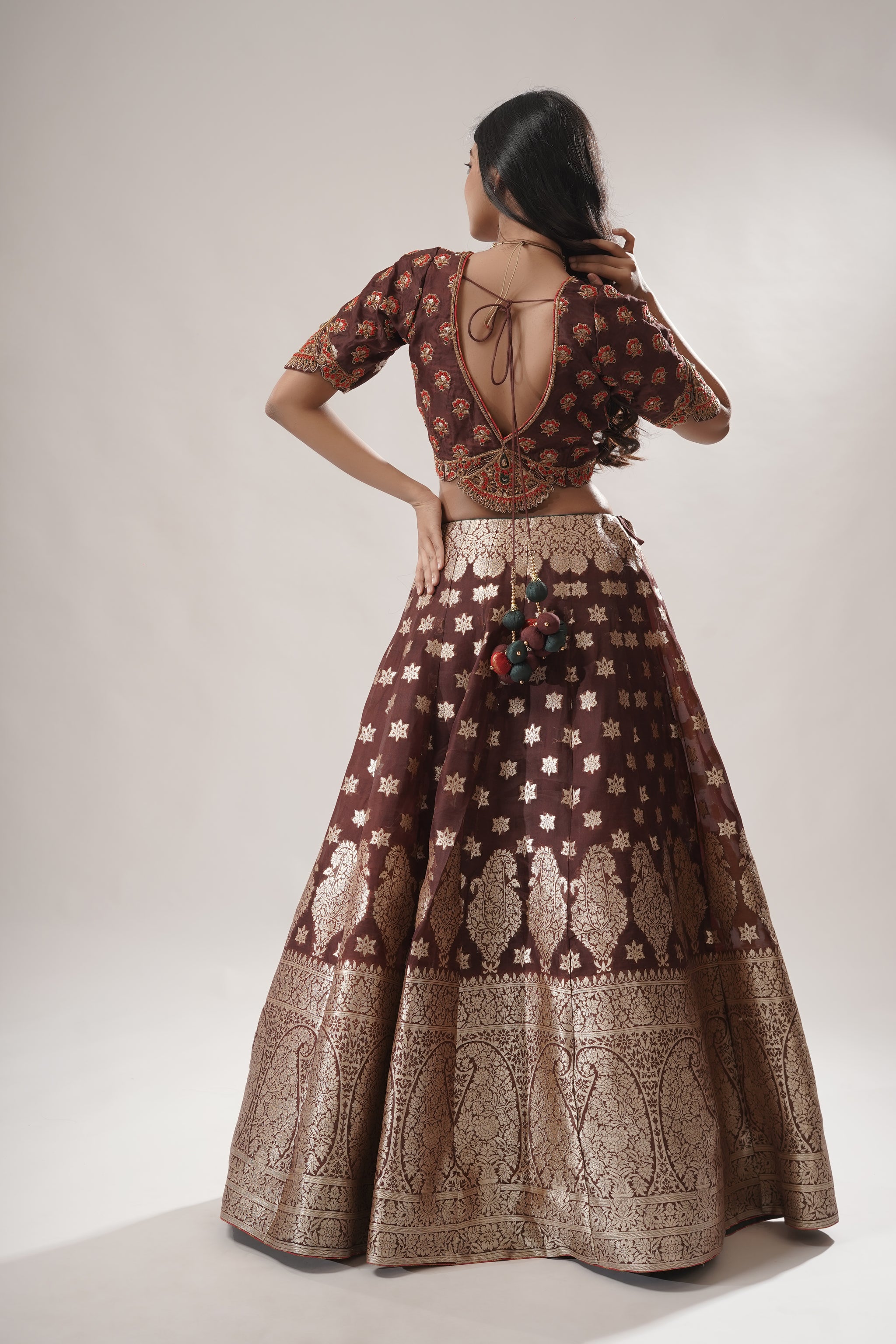 Pure Banarasi Lehenga with Embroidered Waist Belt