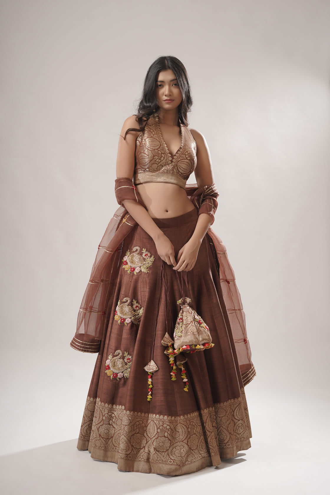 Banarasi Embroidered Lehenga with Potli