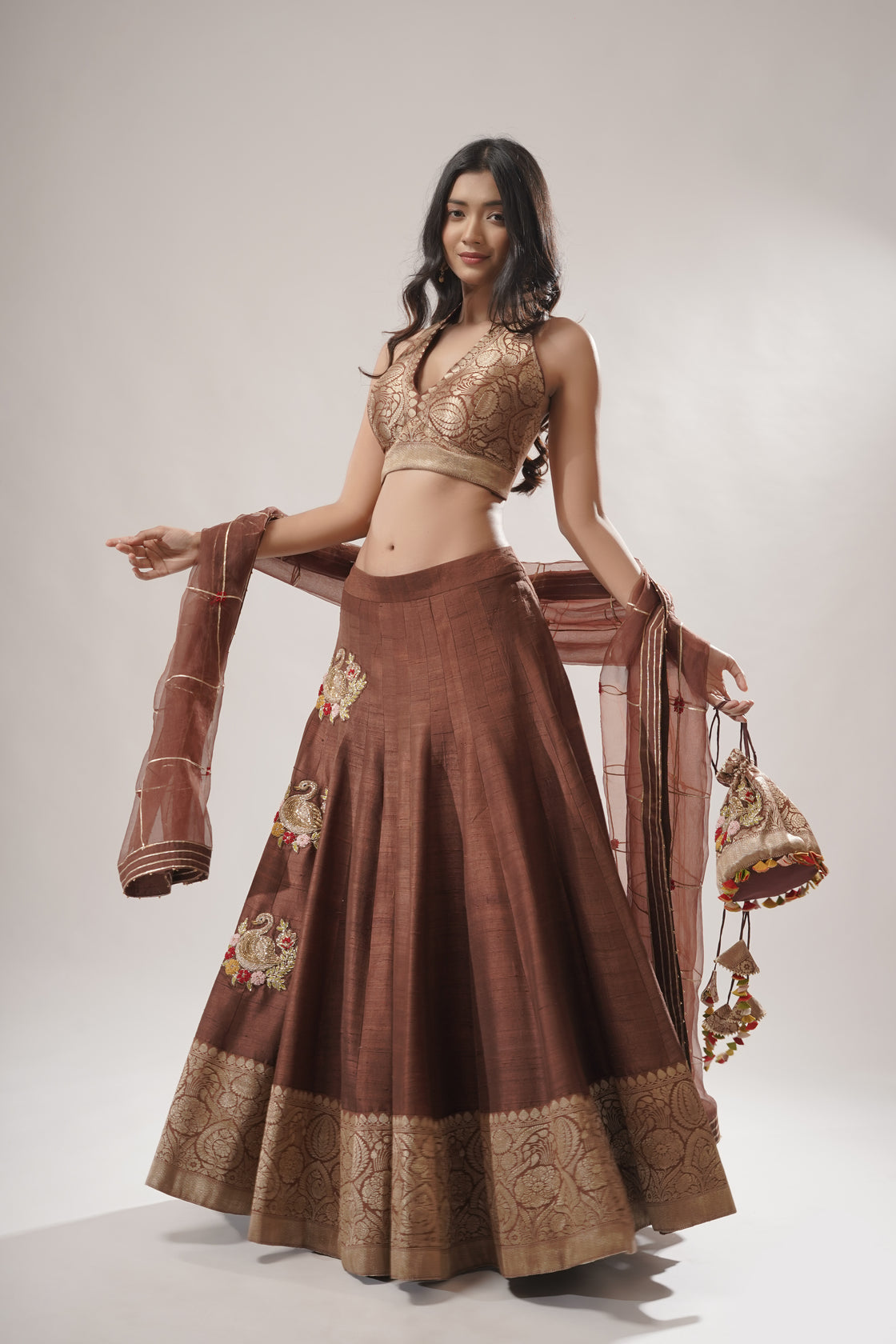 Banarasi Embroidered Lehenga with Potli