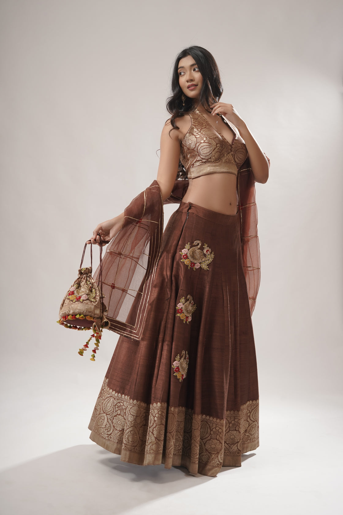 Banarasi Embroidered Lehenga with Potli